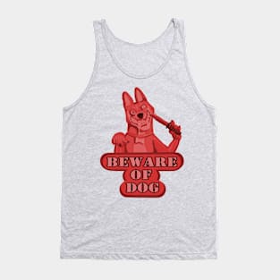 Beware of Dog (Red) Tank Top